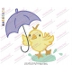 Chick holding Umbrella Embroidery Design